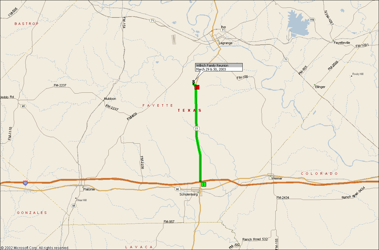 US-77, Schulenburg, TX to Willrich Family Reunion